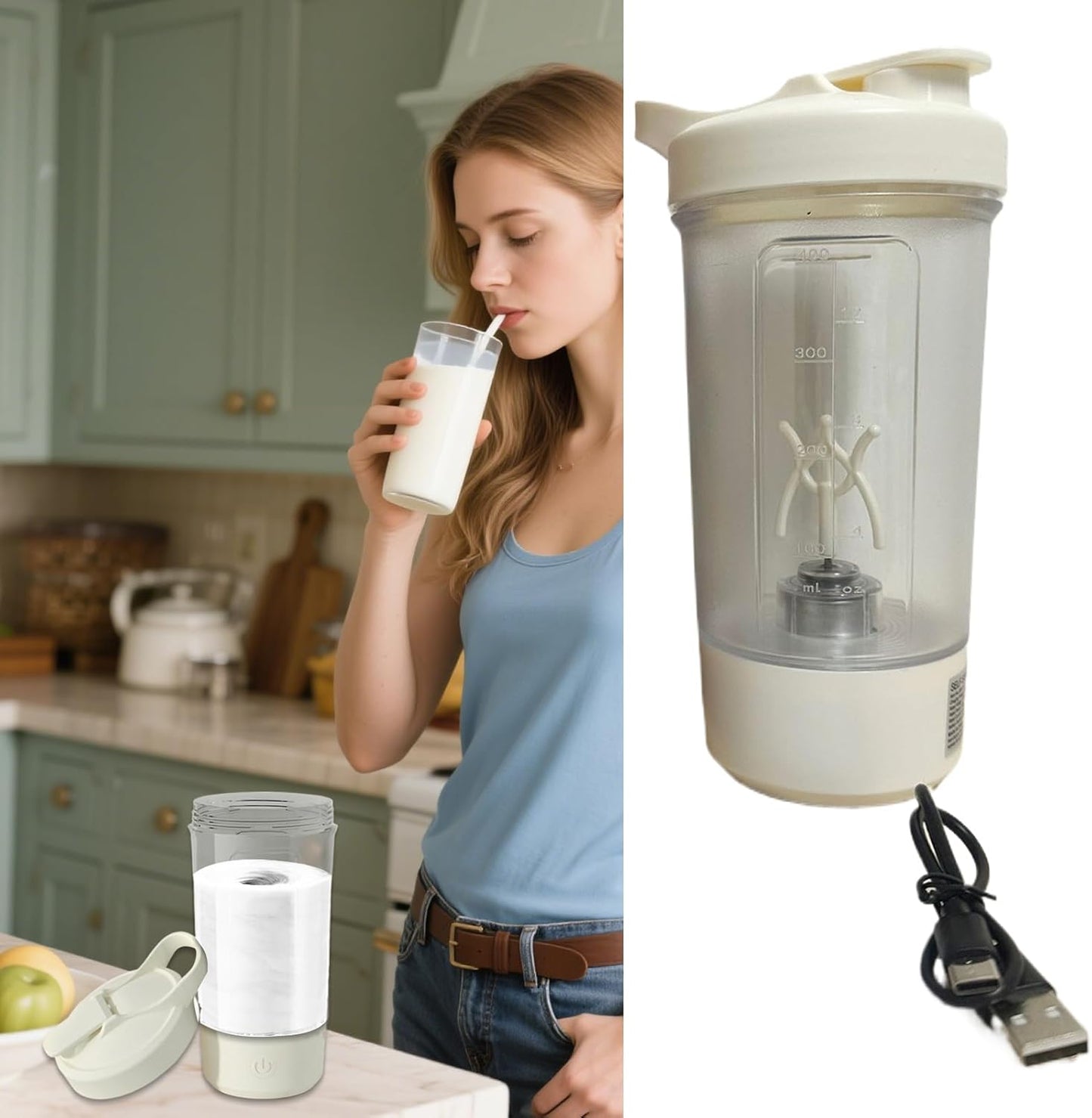 Shaker Cup | 450ml Leak-Proof Blender Cup,Single-Touch Operating Bottle For Gym Hydration, Bodybuilding Nutrition, Outdoor Sports