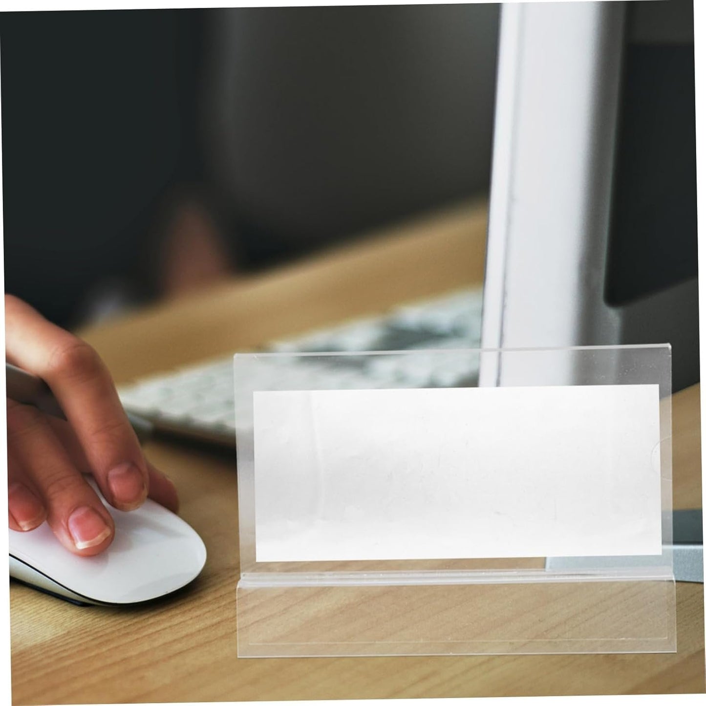 CAXUSD Acrylic Name Card Holder for Desk Clear Replaceable Card Display Stand Professional Office Supplies Elegant Design for Workspace Organization Slot