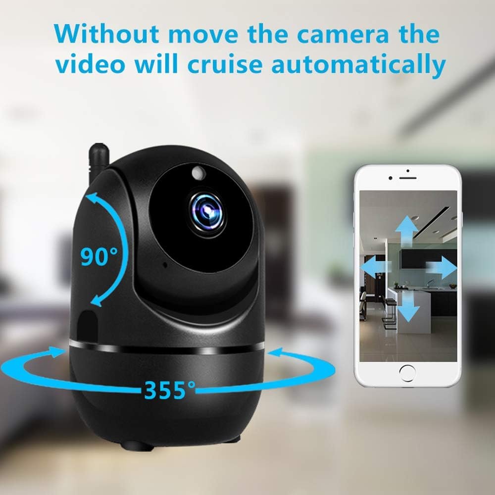 YUNSYE Security Camera, Indoor WiFi Camera,WiFi Home Camera Pet Camera,Baby/Dog/Cat/Pet Camera with App, Indoor Security Camera 1080P, Night Vision 2-Way Audio Motion Sound Detection Works (Black)