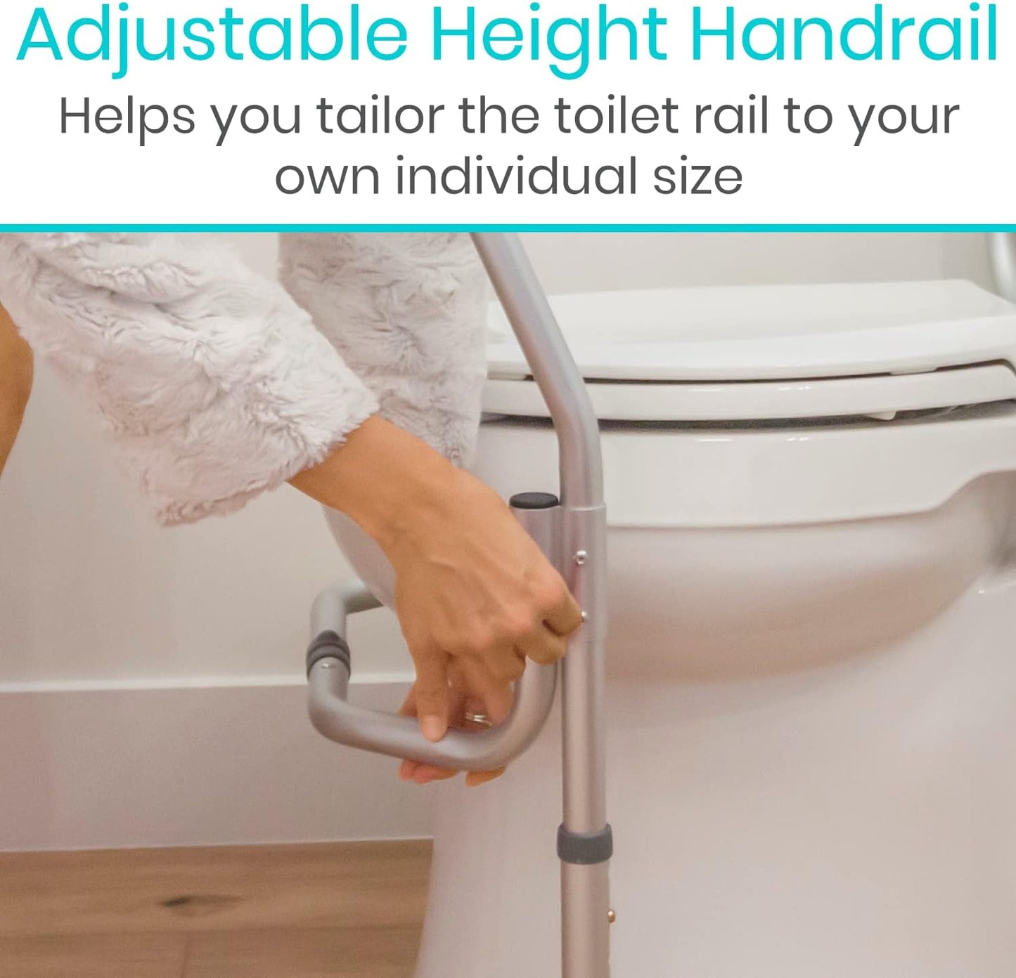 Vive Toilet Safety Rail Frame - Grab Bars for Bathroom - Fall Prevention - Adjustable Non Slip for Adults, Seniors, Elderly, Disabled, Handicapped - Padded Handle Support - Medical Device for Home Use