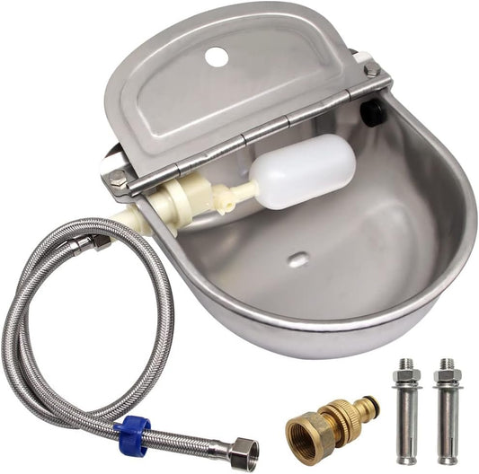 Lucky Farm Automatic Cattle Waterer Horse Sheep Goat Pig Dog Water Trough 4 in1 Livestock Watering Equipment (Water Bowl& Pipe &Adaptor &Mounting Screws)