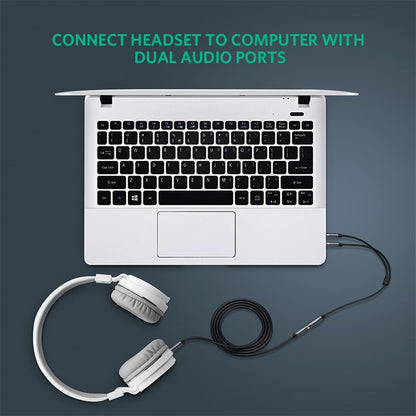 UGREEN Headphone Splitter for Computer 3.5mm Female to 2 Dual 3.5mm Male Headphone Mic Audio Y Splitter Cable Smartphone Headset to PC Adapter (Black)
