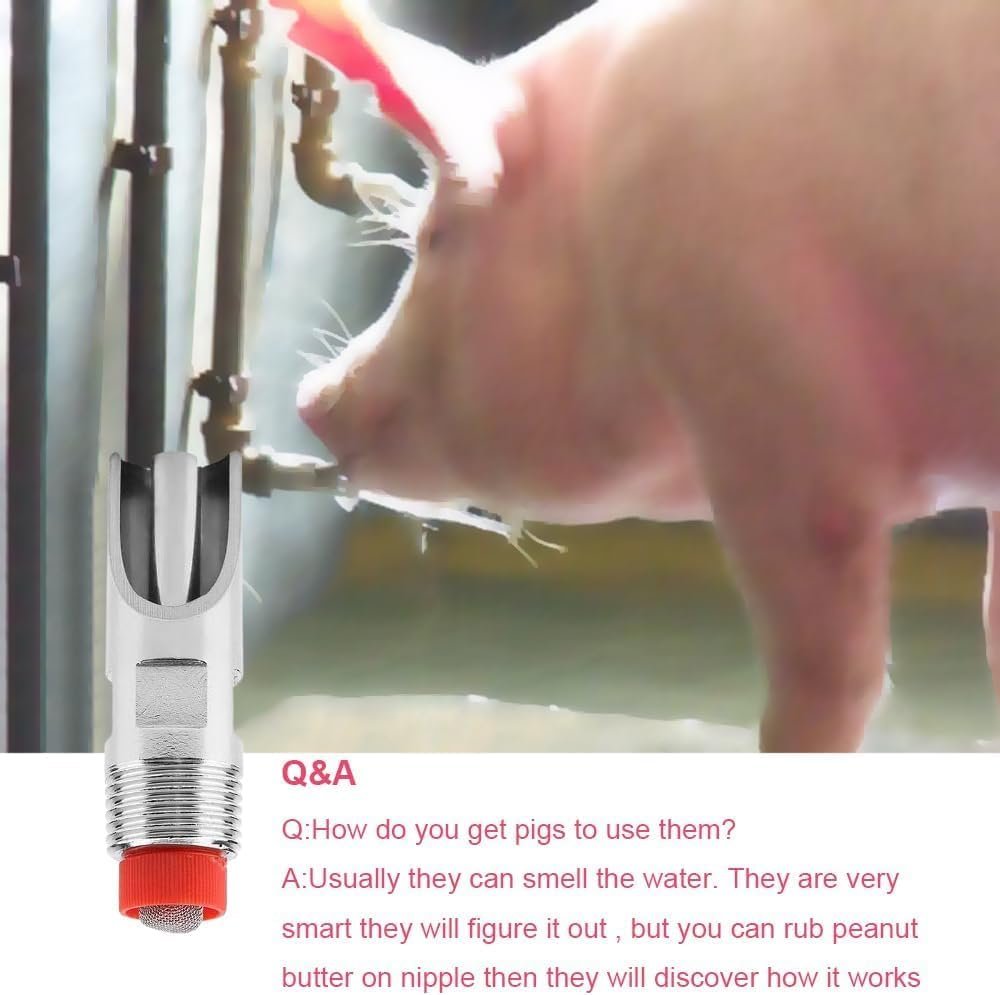 10 Pcs Stainless Steel Nipple Waterer, Automatic Poultry Waterers for Cattle Horses Pigs Sows Dogs Prevent Leakage Poultry Watering Drinker Nipple