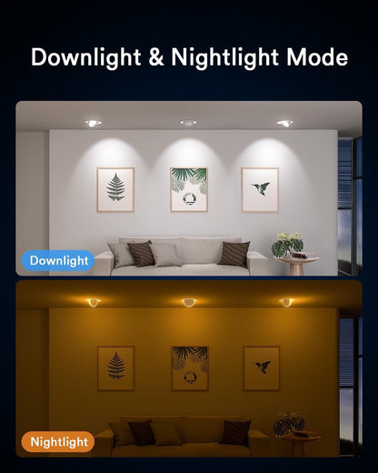 Lumary Smart Gimbal Recessed Lighting 4 Inch Pro, Dual-Controlled CCT Main & RGBAI Auxiliary WiFi LED Recessed Downlights, 270°+90° Adjustable Directional, Compatible with Alexa/Google, 4 Pack