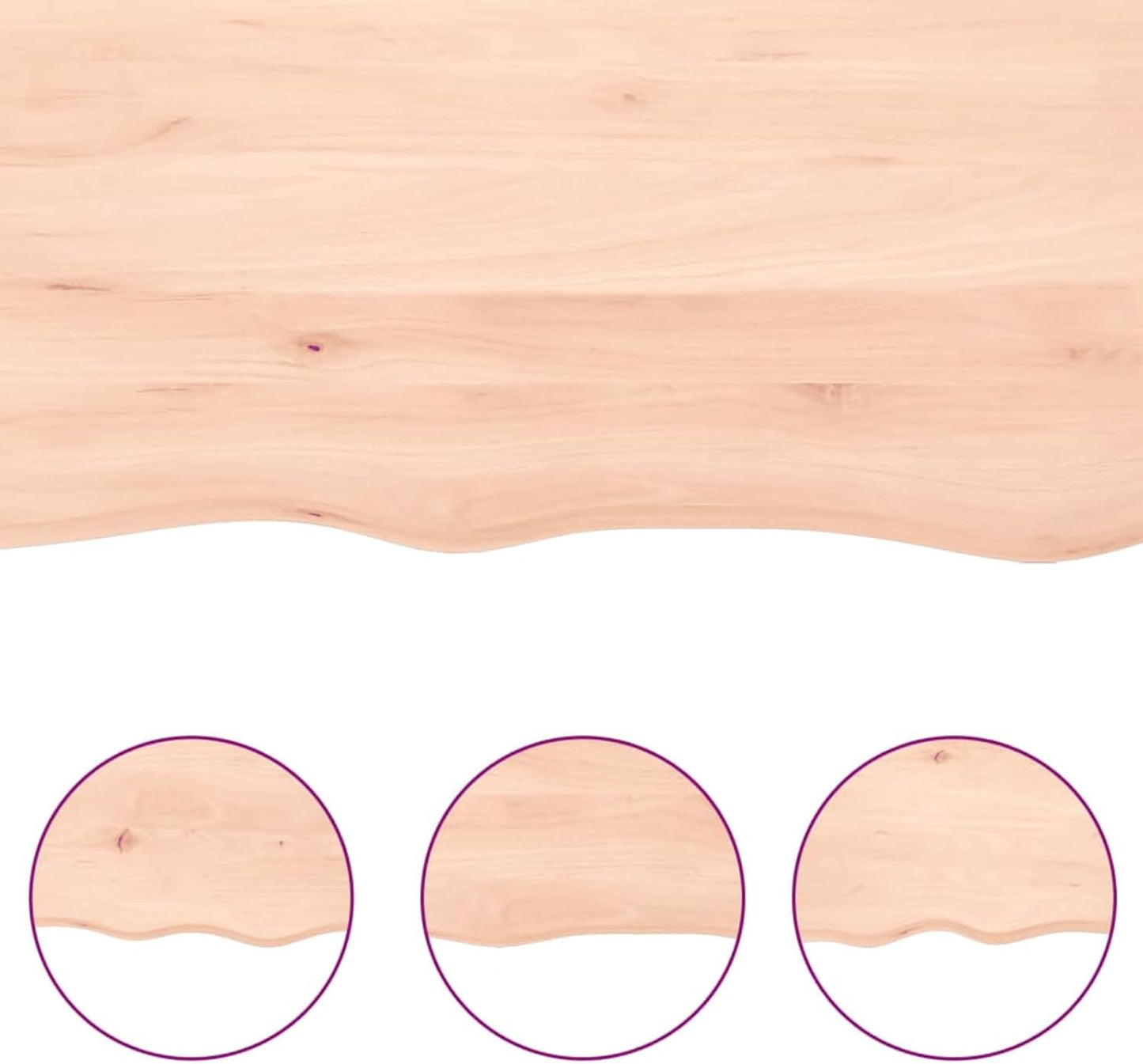 100 x 60 cm Solid Oak Tabletop, Raw Edges, Versatile Dining, Kitchen, Oro Desk Replacement Surface, Perfect for Home Decor and Furniture Upgrade
