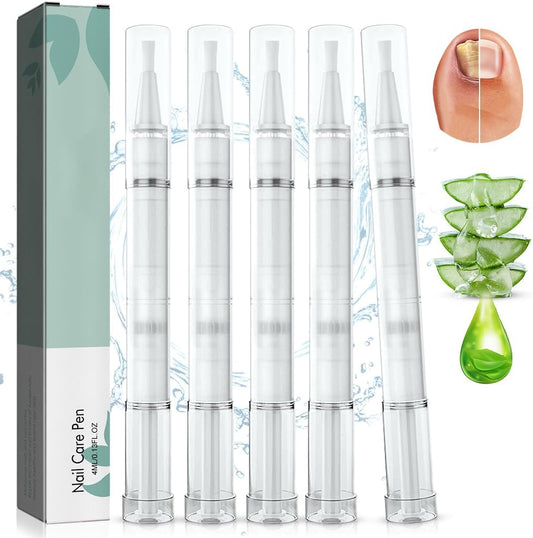 Nail Care Pen - 5 x Nail Mushroom Pens with Tea Tree Oil, Aloe Vera and Vitamin E for Groomed Nails and Toenails