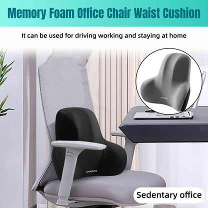 AIMALL Ergonomic Memory Foam Office Chair Back Support Cushion, Universal Fit, Ideal for Sedentary Workplaces, Available in Black and Grey