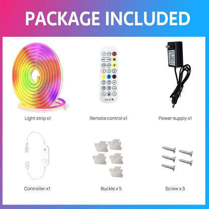 Smart LED Strip 5M/16.4FT Waterproof RGB Neon Rope Light with Bluetooth App Voice Control Music Sync with Alexa Google Assistant for Home