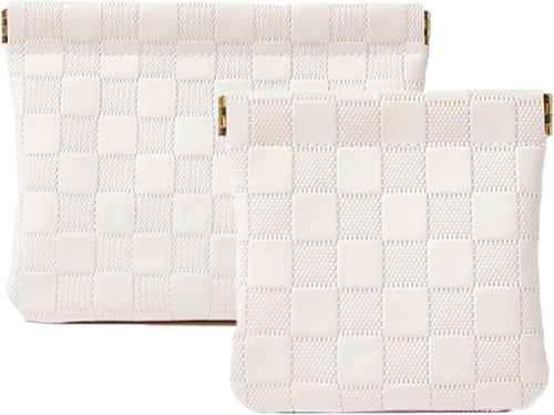 Easyplum 2PCS Leather Pocket Cosmetic Bag for Purse,Coin Purse Lipstick Cosmetic Accessories Organizer, Travel Kit Storage Pouch,Waterproof Portable No Zipper Self-closing Small Makeup Pouch for Women