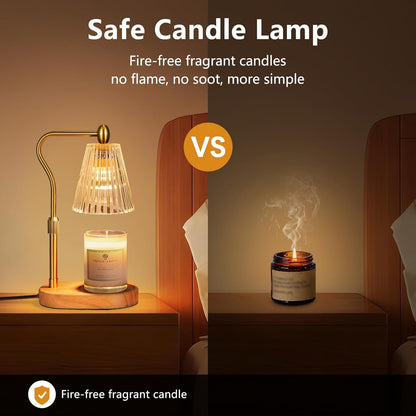 Candle Warmer Lamp with Timer and Dimmer Adjustable Height, Candle Warmer with 2 Bulbs for Scented Jar Candles Home Decor Christmas Gifts