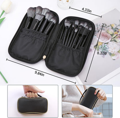 MAGEFY 22 Pcs Makeup Brushes with Case, Professional Makeup Brush Set Face Foundation Brushes Blending Powder Blush Eyeshadow Brushes Makeup Gift for Women Girls（Black)