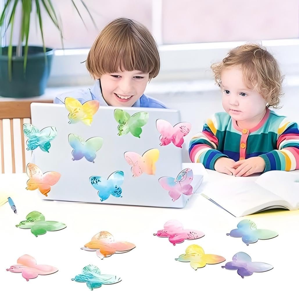 Butterfly Shaped Sticky Note, Post Self Stick Notes Pads, Writing Notes Post Memo Pads for Teacher Staff, Office Meeting Home Plan Reminder Stationery Supplies(12Pcs)