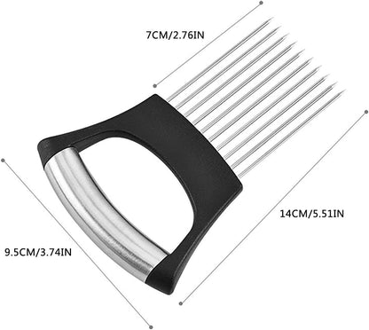 Onion Holder Slicer Food Choppers Slice Assistant, Stainless Steel Fork Vegetable Helper Meat Rack Slicers Lemon Tomato Potato Cutter Slicer Kitchen Tool Gadgets Cutting Chopper by MOTYYA