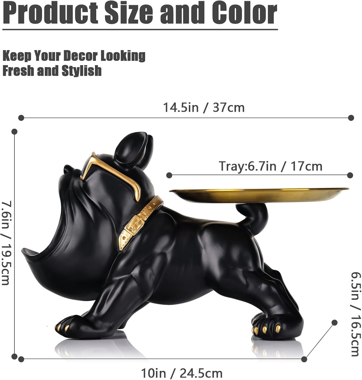 Bulldog Tray Statue Storage Tray Keychain Candy Jewelry Tray Suitable for Home Decor,Modern Art,Dining Table,Small Items Tray