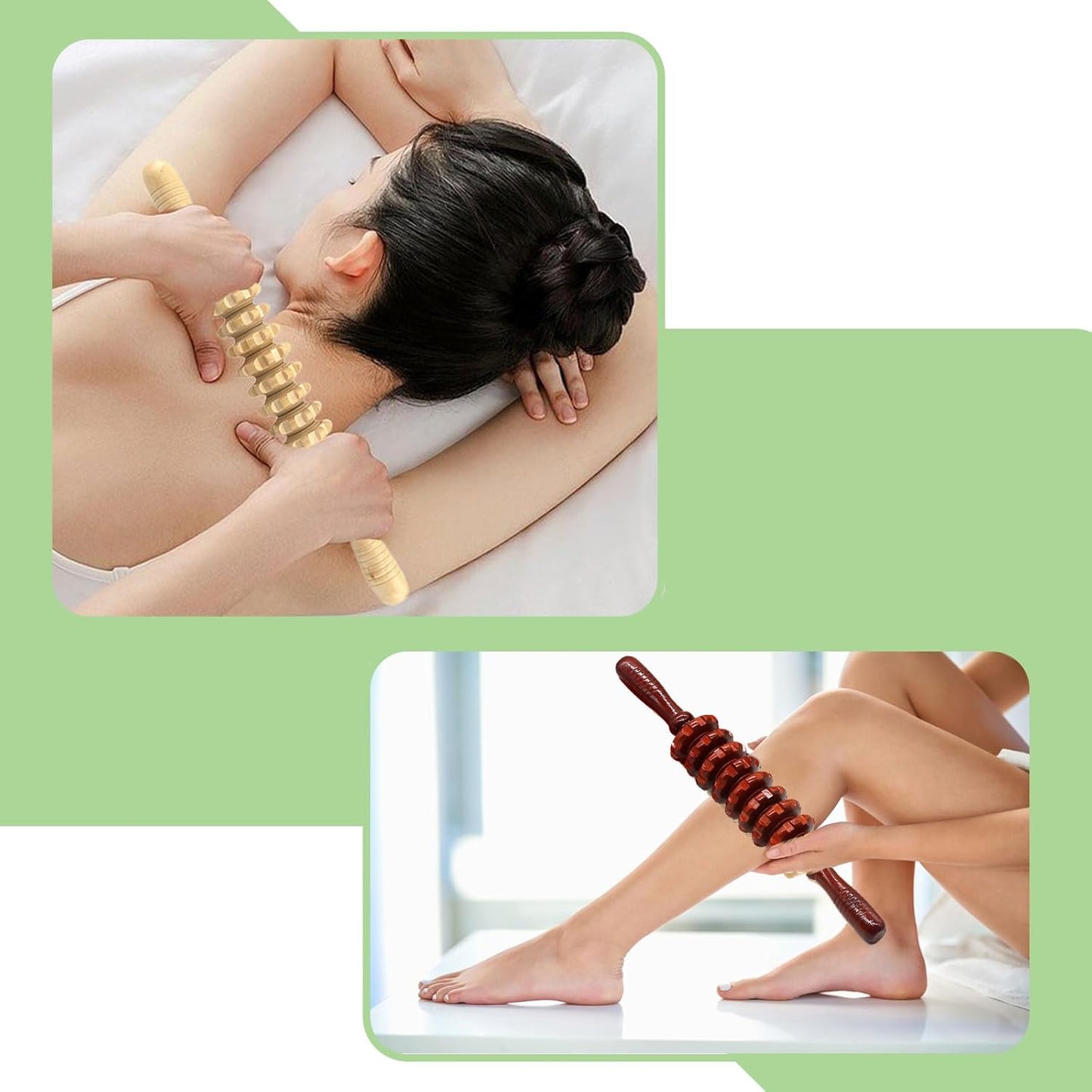 SUSOO 2 Pack 360° Wood Therapy Massage Tools, Wooden Lymphatic Drainage Stick Roller, Maderoterapia Kit for Cellulite Reduction, Body Sculpting, Muscle Relief, Contouring & Self Massage Tool