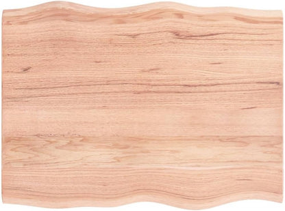 Homgoday Solid Oak Wood Tabletop, Light Brown, 80 x 60 x 2 cm, Live Edge Design, Replacement for Coffee Table, Dining Table, Desktop, Kitchen Countertop