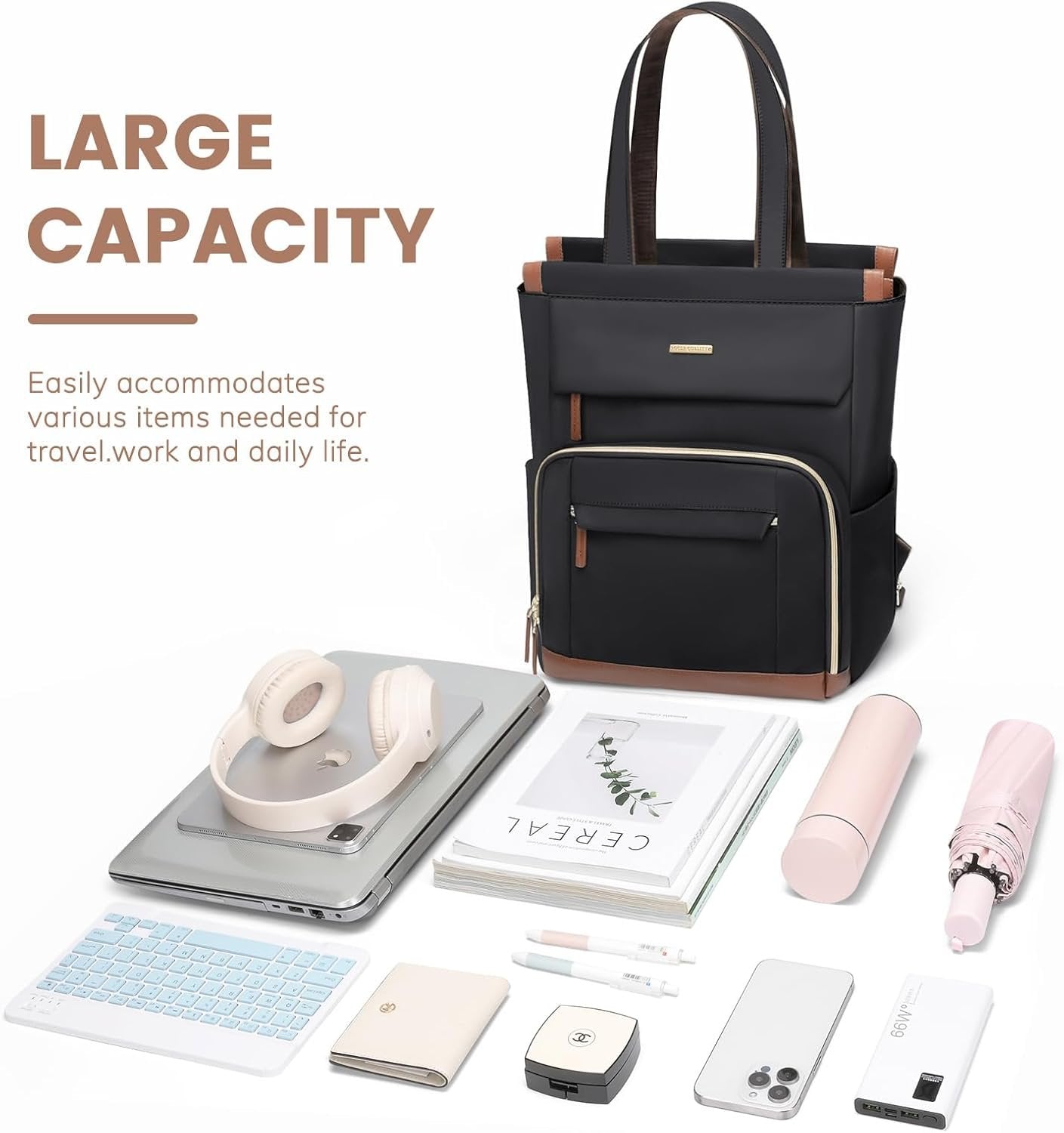 GOLF QUALITY Convertible Backpack Women Carry on Tote Laptop Backpack Bookbag for College Work Nurse Travel