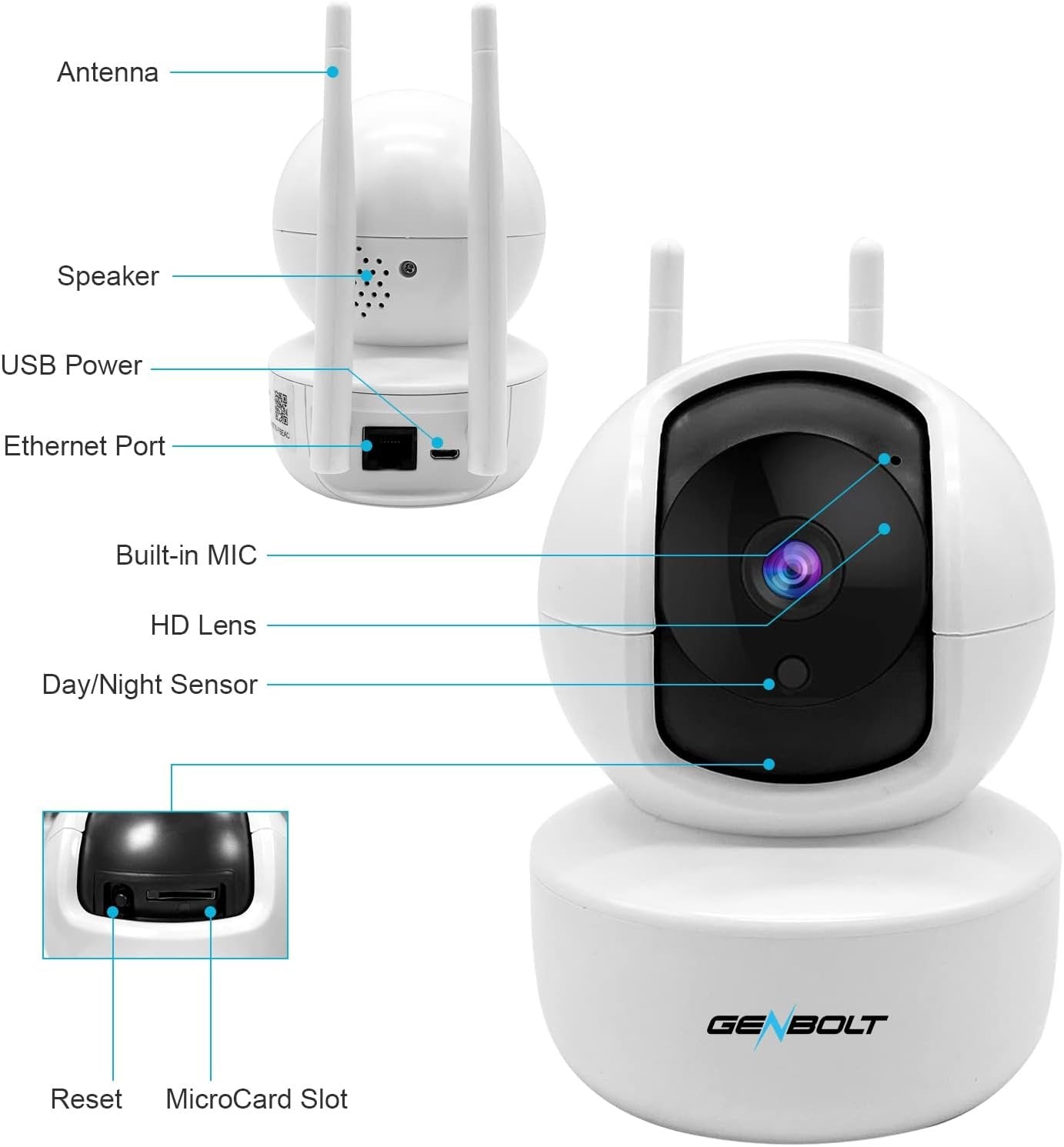 [Auto Tracking] Home Security Camera WiFi, GENBOLT Indoor Baby Monitor Surveillance Camera with Humanoid Detection, Nanny Pet Cam with Auto Cruise,1080P Loop Recording with Audio Baby Cry Alarm (2024)