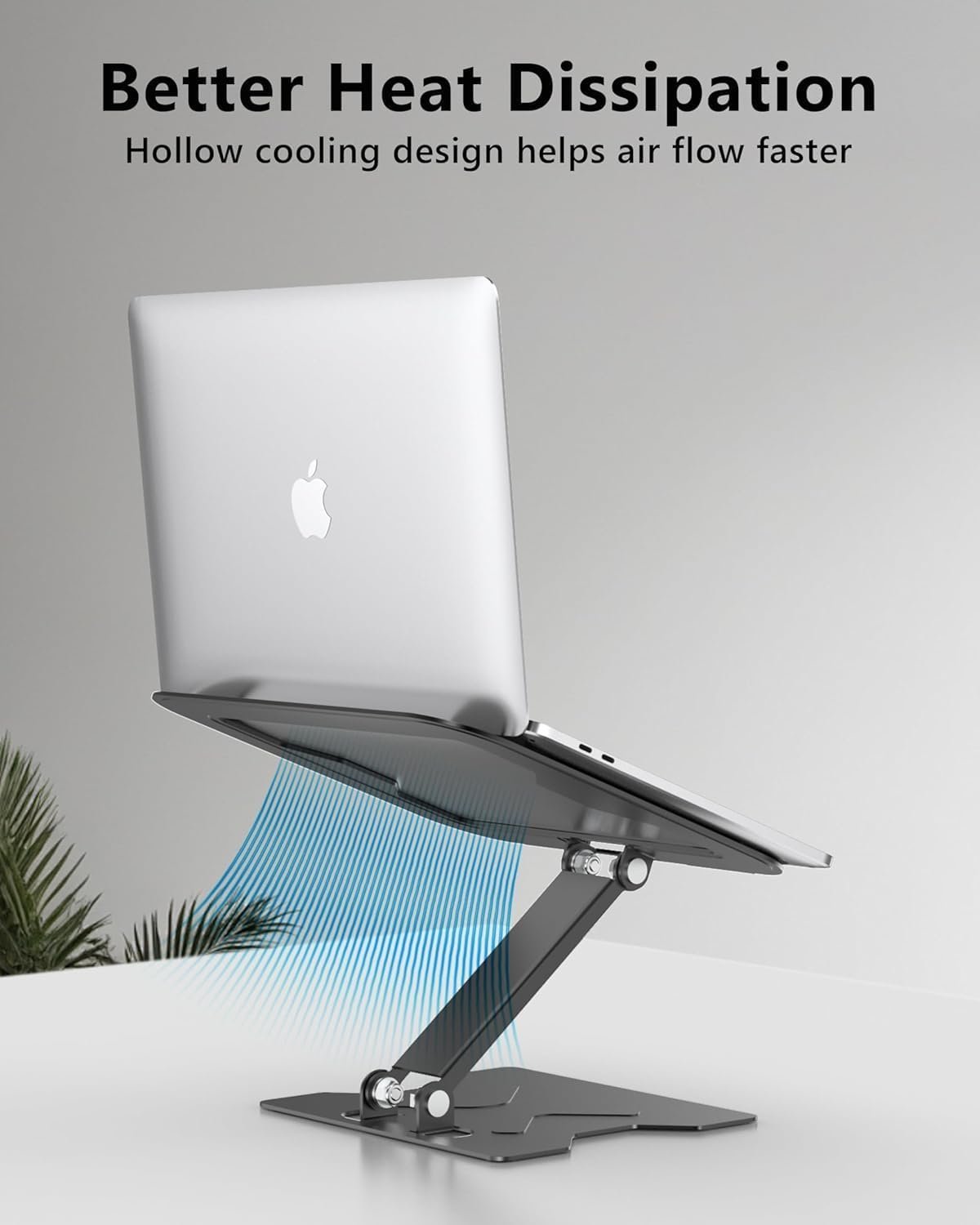 JCZT Portable Laptop Stand, Adjustable Foldable Laptop Riser Mount for Desk, Ergonomic Computer Stand Holder for MacBook Air Pro, Dell, HP, All 10-16'' Laptops, Black