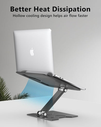 JCZT Portable Laptop Stand, Adjustable Foldable Laptop Riser Mount for Desk, Ergonomic Computer Stand Holder for MacBook Air Pro, Dell, HP, All 10-16'' Laptops, Black