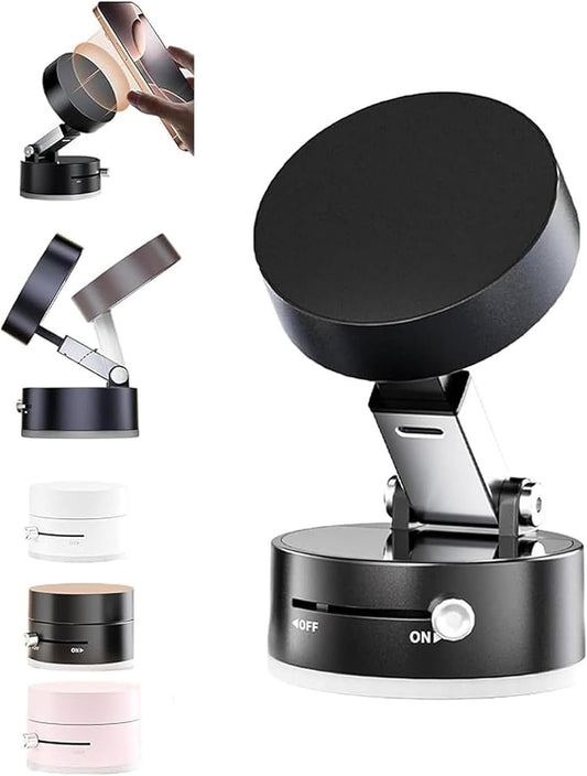 Suction Phone Holder,2025 New Phone Stand,Suction Phone Mount,Foldable and Retractable Double-Sided Electronic Phone Holder for All Phones (Black)