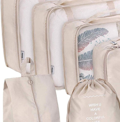 Yajuyi Travel Packing Cubes Set for Efficient Luggage Organization, beige
