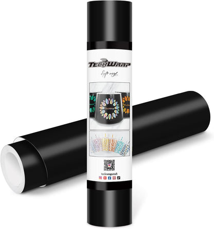 TECKWRAP Permanent Adhesive Vinyl 12" x 10ft, Matte Black