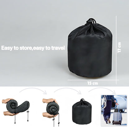 Premium Memory Foam Travel Neck Pillow with Adjustable Strap, Ergonomic Design for Neck Protection Hooded U-Shape Breathable Pillow, Includes Bag, Earplugs & Eye Mask for Convenience and Comfort
