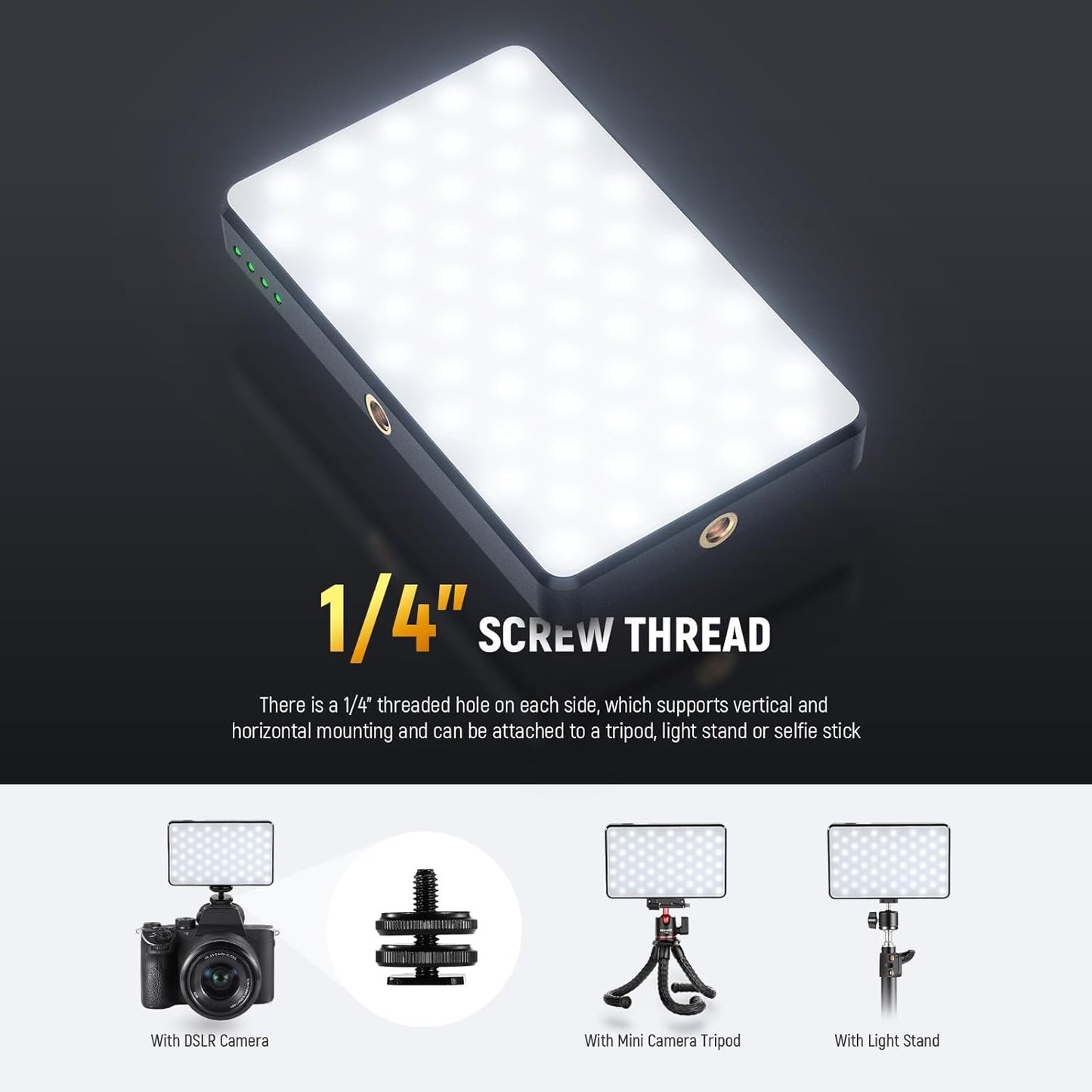 NEEWER BASICS LED Selfie Phone Light, Rechargeable 2500-9000K Clip On Fill Light, Color Films/Diffuser/3000mAh, CRI95+ Dimmable Video Conference Lighting for iPhone Camera Laptop Zoom Call, BL120B