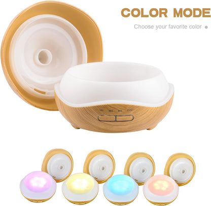 300ml Aromatherapy Essential Oil Diffuser Wood Grain Button Control ltrasonic Air Humidifier Cool Color LED Lamp