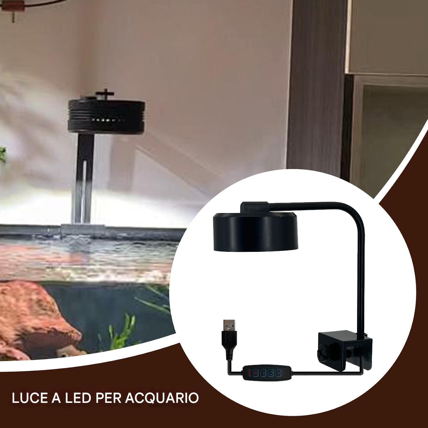LED Aquarium Light, Saltwater Fish Tank Lamp, 6.1x2.36x5.35 inches Smart 3 Modes Brightness Adjustable Lighting, 360 Degree Flexible Arm, Marine Aquarium Lights for Shrimp