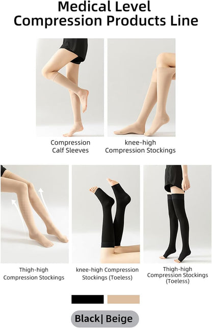 Rolxmed Medical Compression Calf Sleeves 20-30 mmHg German Tech Support Hose for Women Men Sports