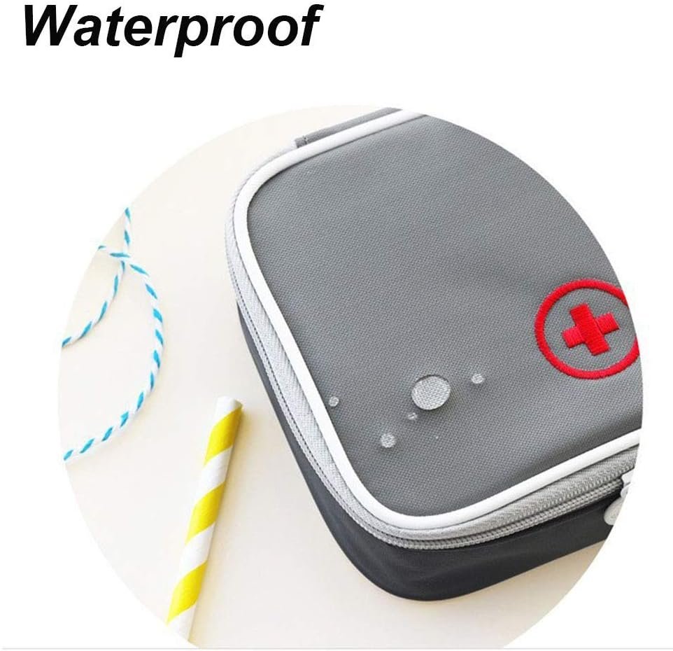 iMapo Portable Mini Travel Medicine Bag, Empty First Aid Kit, Small Medical organizer storage Pouch, Pill Drug Package Container for Outdoor Activities Sports Camping Hiking Emergency -Grey (Bag Only)