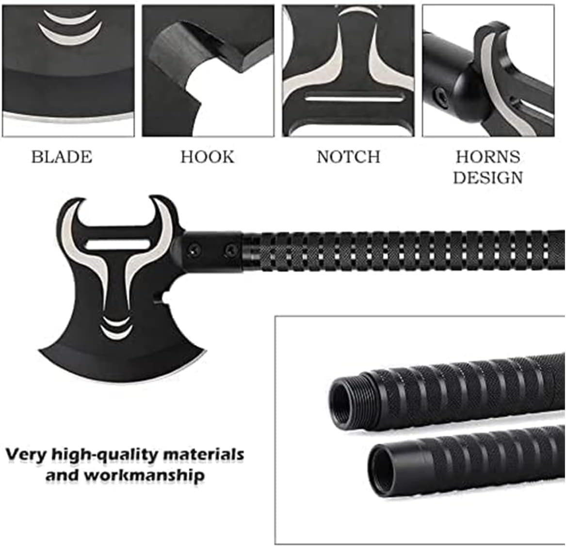 SHINOSKE Camping Axe,Survival Hatchet,Folding Portable Tactical Axe,Multi-Tool,Camping Hatchet with Hammer for Outdoor Hiking Camping Hiking