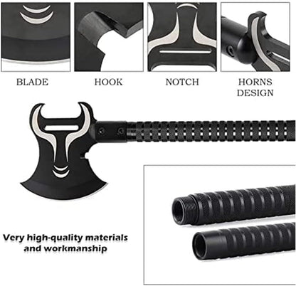 SHINOSKE Camping Axe,Survival Hatchet,Folding Portable Tactical Axe,Multi-Tool,Camping Hatchet with Hammer for Outdoor Hiking Camping Hiking