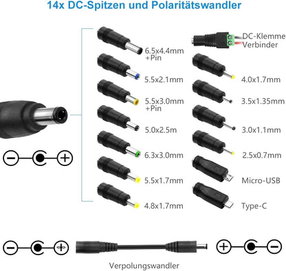 SHNITPWR Universal 3V to 12V 120W 10A 100~240V AC to DC 3V 7V 12V Power Supply with 14 Adapter Connectors for 3V to 12V Electronic Devices Tablet LED Strip etc.