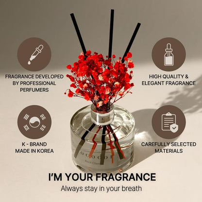 COCODOR Flower Reed Diffuser Set / 200ml / White Jasmine/Scent Diffuser with Sticks Home Fragrance Reed Diffuser for Bathroom Shelf Decor