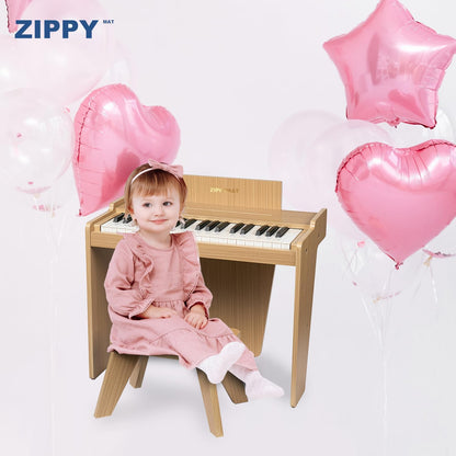 ZIPPY MAT Kids Keyboard, 37 Keys Digital Piano for Kids, Musical Educational Instrument, Wooden Piano for 3+ Girls and Boys (Oak Basic)
