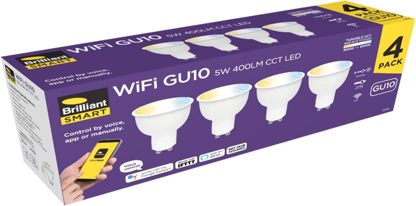 Brilliant Smart 5W GU10 CCT LED Spotlight Globe (Pack of 4)