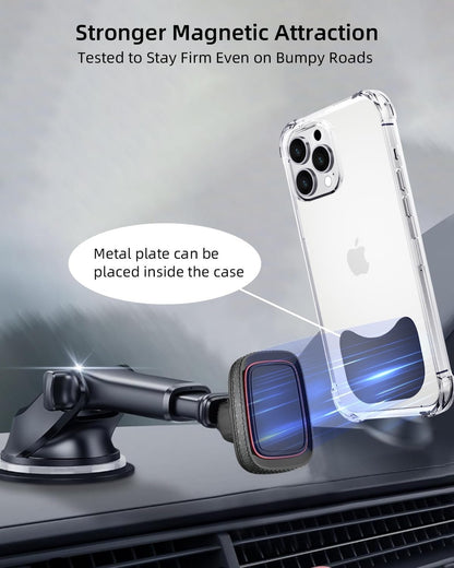 Metal Plate for Phone Magnet, Universal Steel Plate with 3M Adhesive Backing for Car Magnetic Mount Cell Phone Holder, Replacement Mounting Disc Stick On Case Back 4 Pack Black Rectangle & Round