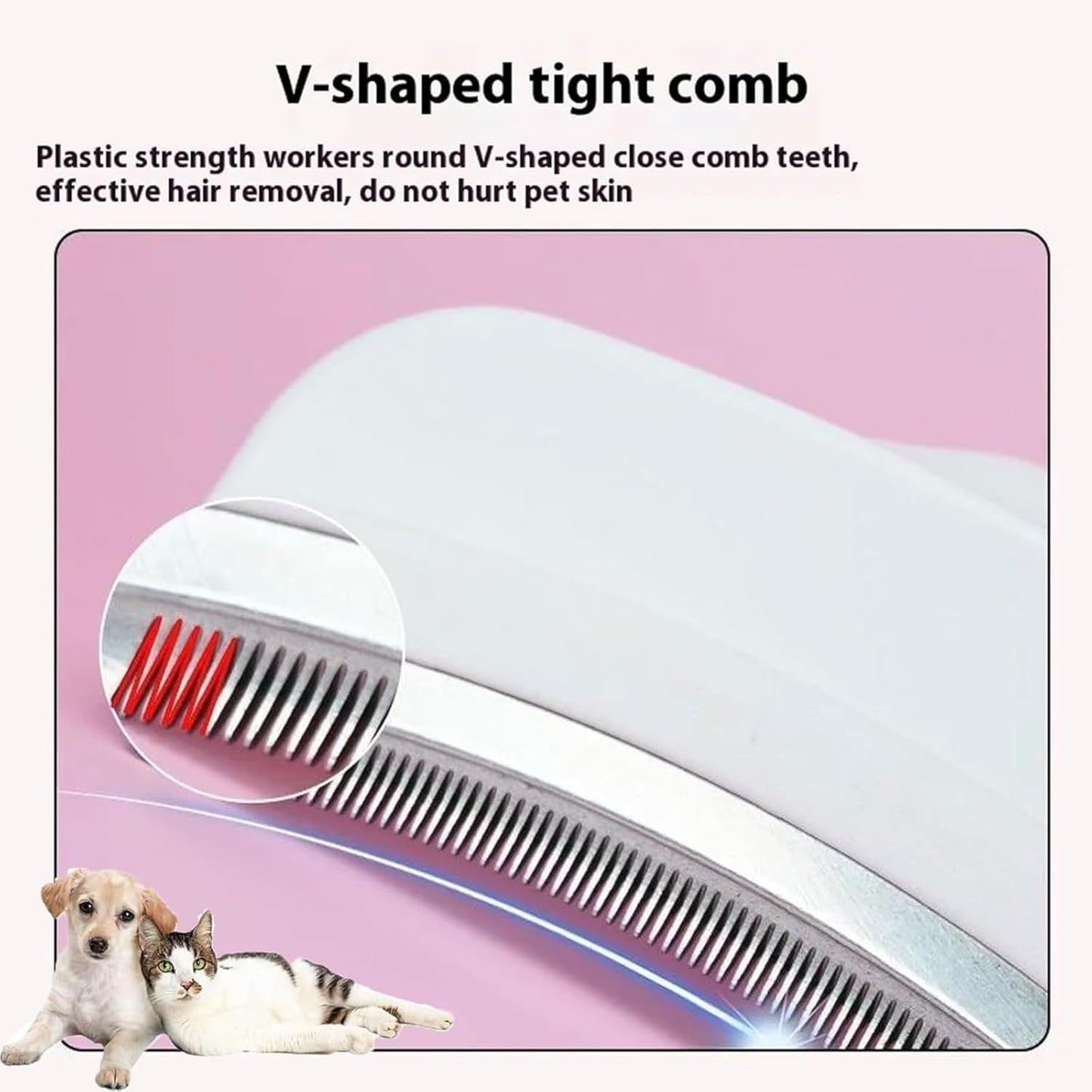 Doggocomfy Pet Comb Pro-Doggo Comfy Pet Hair Remover-Stainless Steel Deshedding Brush with Ergonomic Handle,V-Shaped Teeth for Long/Short Hair,Prevents Knots & Mats in Dogs & Cats (Blue,S+S)