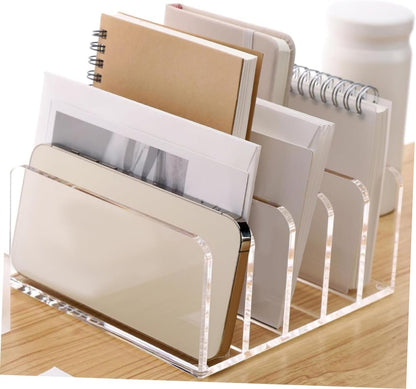 HORIALENCE Desktop Letter Sorter Wear Resistant Book Rack with Capacity Transparent Compartment Design for Efficient Document Storage and Organization Office Home Workspace