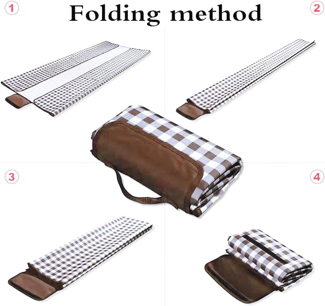 Oversized Waterproof Outdoor Picnic Blanket - Durable Oxford Fabric, sandproof, Easy to Clean, Lightweight and Portable, Suitable for Beaches, Parks, Camping and Family outings (Coffee White)