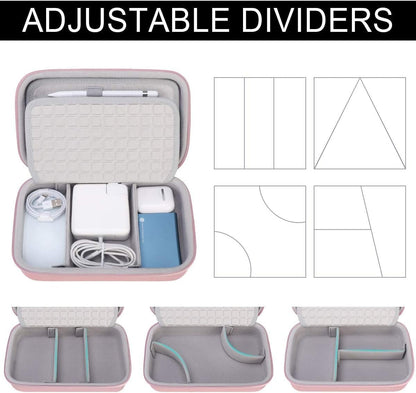 Canboc Portable Travel Case for MacBook Power Adapter, Apple Magic Mouse 2, Apple Pencil, USB Flash Disk, SD Card, iPhone ipad Chargers and Small Electronics Accessorie Cable Organizer Bag, Rose Gold