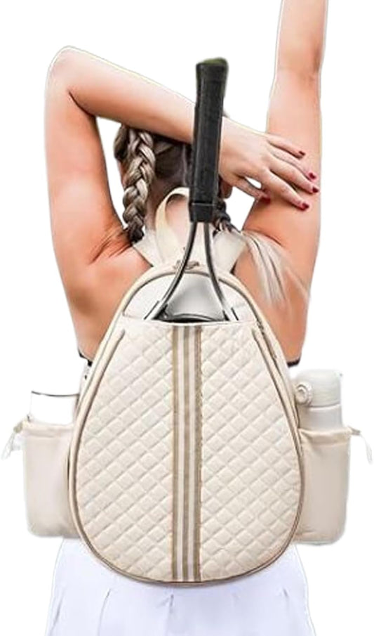 Athletic Racket Gear Backpack, Multi-Pocket Carry Bag, Waterproof Shell, 32x12x42cm Shoe Compartment Padded Straps, for Outdoor Gym Travel School Court Fitness Apparel Accessories