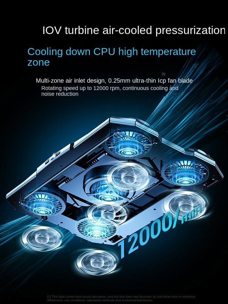 Gaming Laptop Cooler Semiconductor Stand Dual-Mode Thermoelectric & Fan System Notebook 12-17” Cooling Pad with RGB, Phone Holder, Adjustable Speed, 2-Port USB Hub - Conquer Lag, Stay Cool