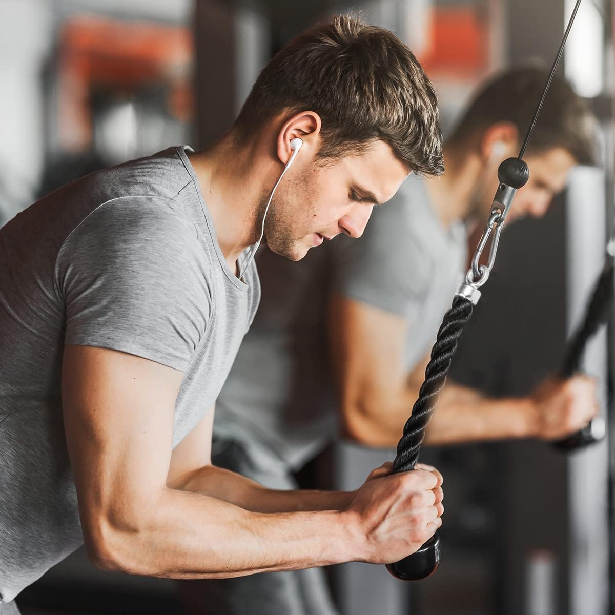 Tricep Rope Pull down,Heavy Duty Triceps Kit Easy to Grip & Non Slip Cable Attachment Ideal for Home Gym Face Pulls Tricep Push Down Rope System