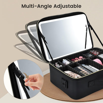 Makeup Bag with Mirror LED Beauty Case Travel Cosmetic Bag Cosmetic Bag Organizer Makeup Bag Makeup Bag Makeup Bag Makeup Bag Makeup Bag, Black