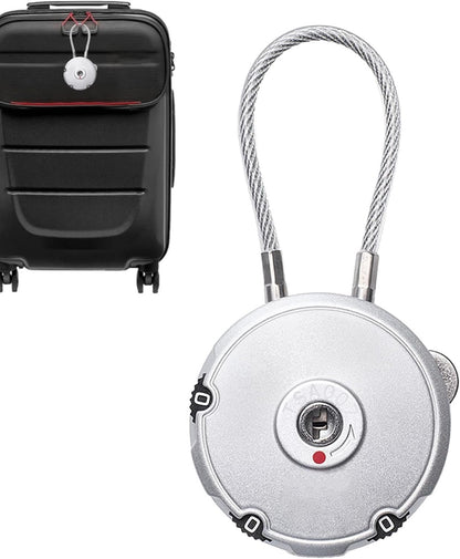 Small Luggage Locks, Travel Locks, Combination Cable Lock, Gym Locker, Toolbox & Cases 4.2 cm/1.7 Inches Sturdy Anti-Theft Security Device Secure for School, Black, Silver