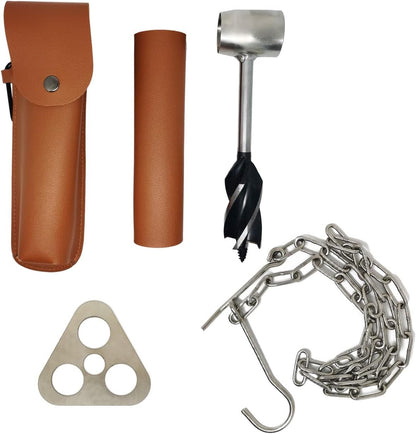 Necygoo Manual Auger Survival Tools Includes Hand Auger Wrench and Camping Tripod Board with Chain for Cookware Hanging Bushcraft Survival Settlers Tool